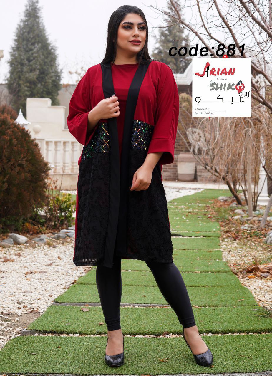 مانتو سارافون دوتیکه پولک دوزی شده😍